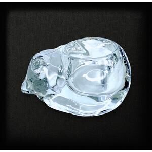 Adorable Vintage Indiana Glass Cat Kitty Candle Votive Holder Gift for Cat Lover